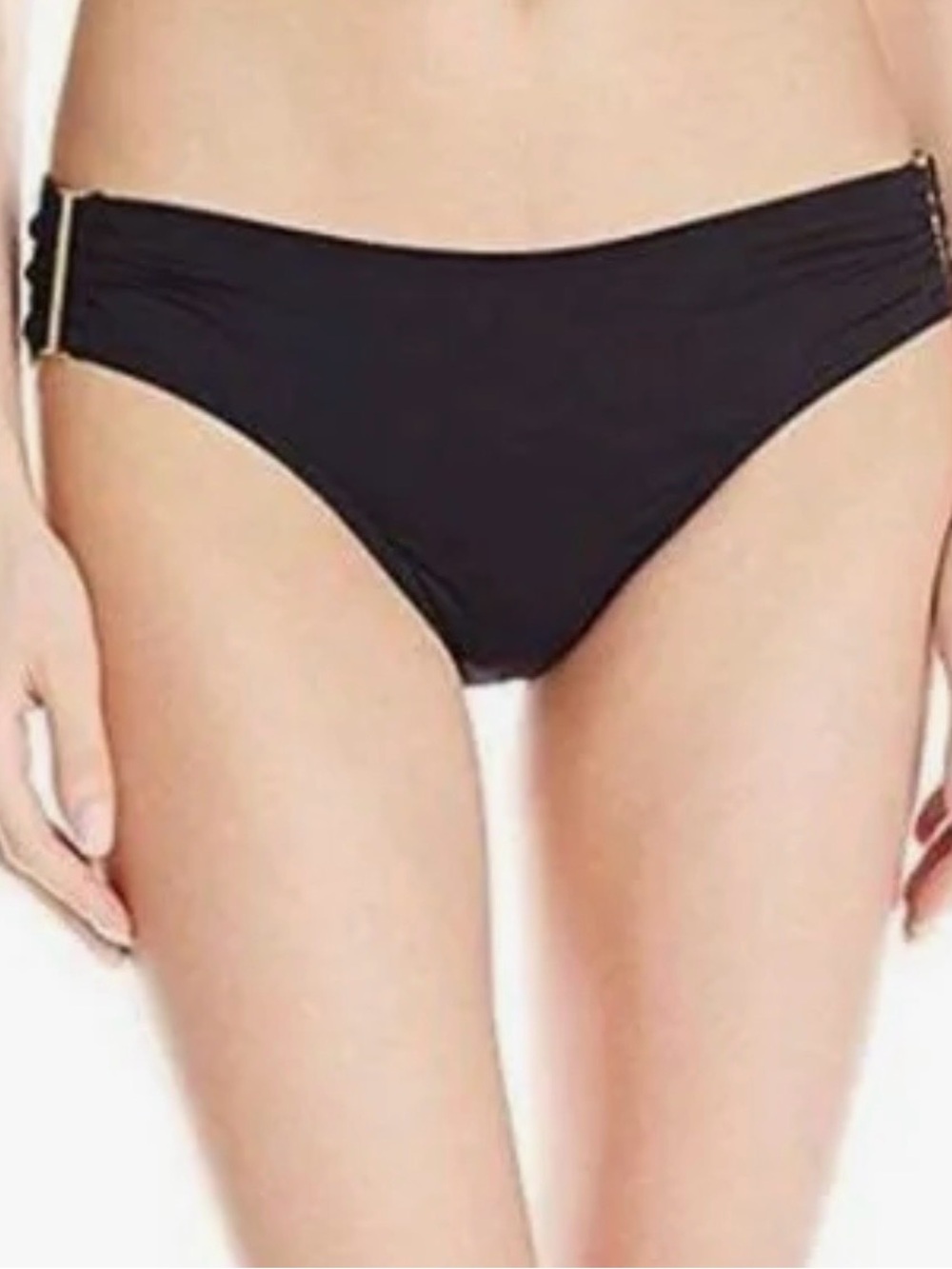 NWT Calvin Klein Womens Black Bikini Bottom Gold Hardware Swimwearā Sz L